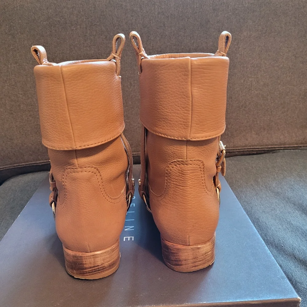 Celine Buckle Tan Ankle Boots Sz. 38.5 - Picture 3 of 5